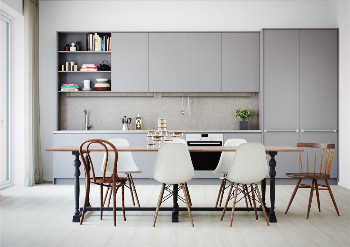 3 Gorgeous Grey Kitchens - light grey modern kitchen cabinets