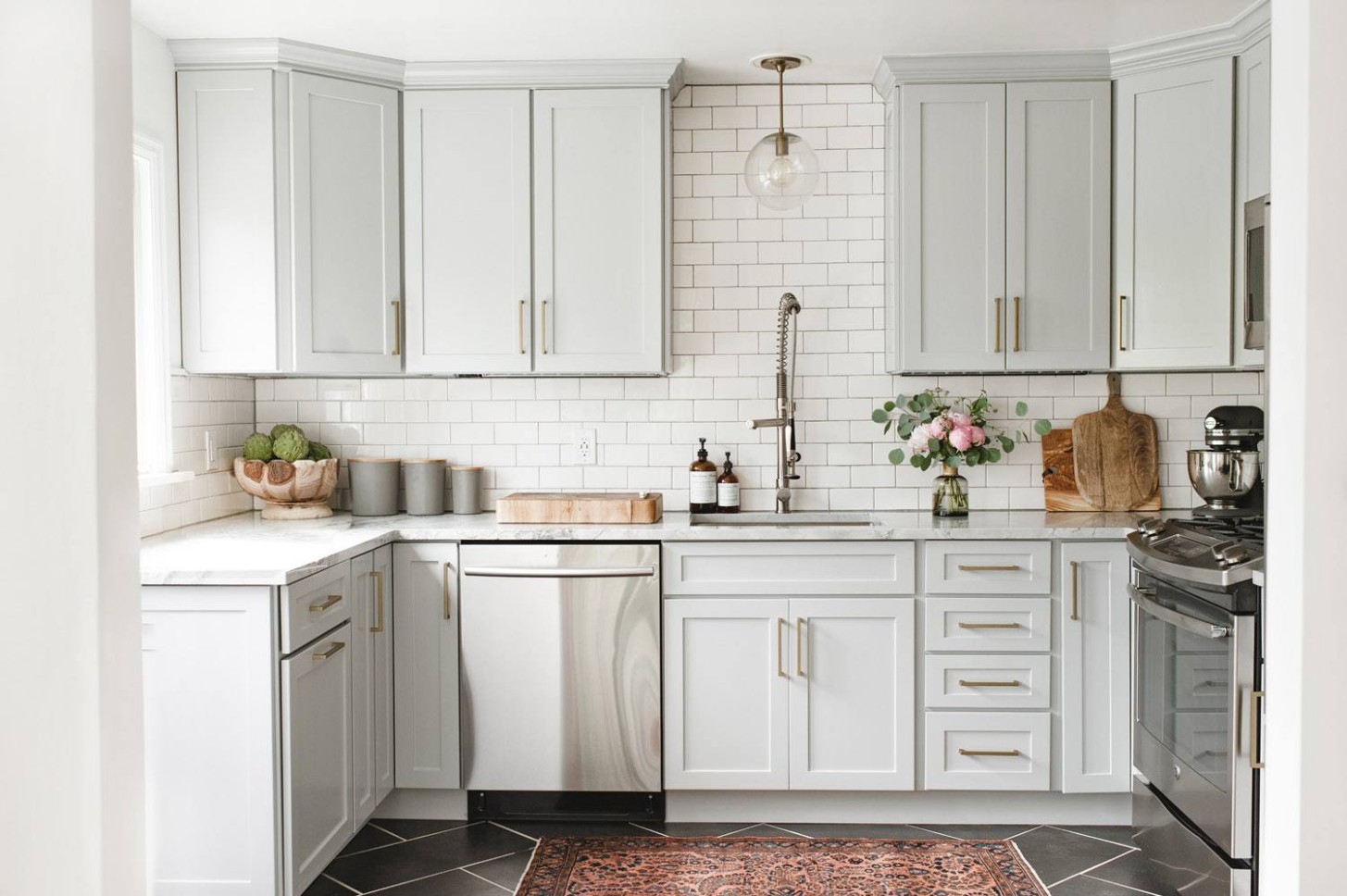 3 Ways to Style Gray Kitchen Cabinets - light grey modern kitchen cabinets