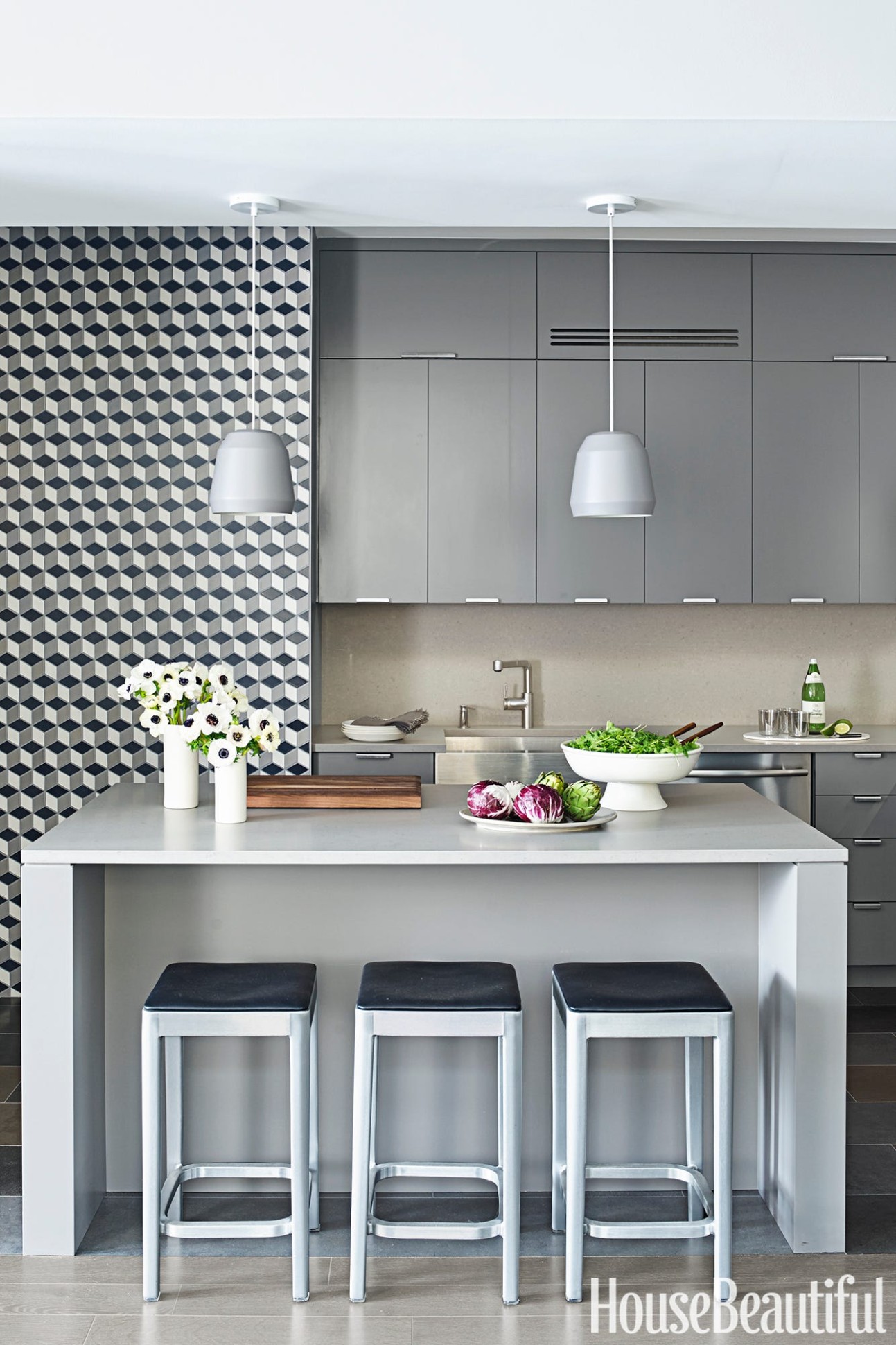 4 Grey Kitchen Ideas - Best Gray Kitchen Designs and Inspiration - accent colours for grey kitchen