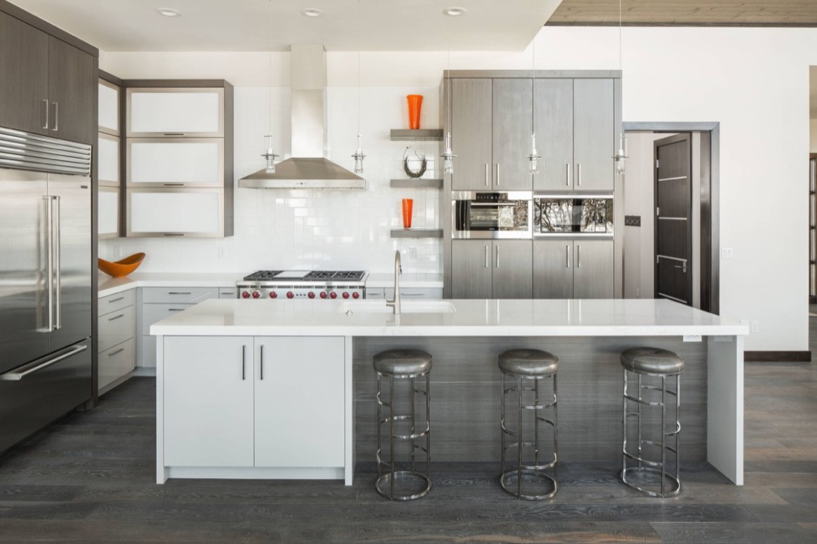 5 Gorgeous Grey and White Kitchens that Get Their Mix Right - grey tile floor with white cabinets