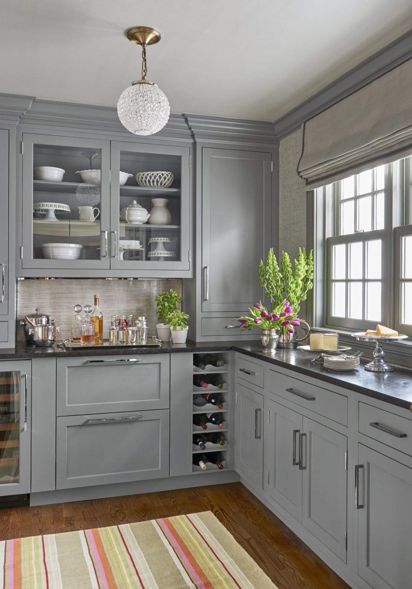 5s Kitchen Turned Major Multitasker  Kitchen renovation  - grey kitchen cabinets with black countertops