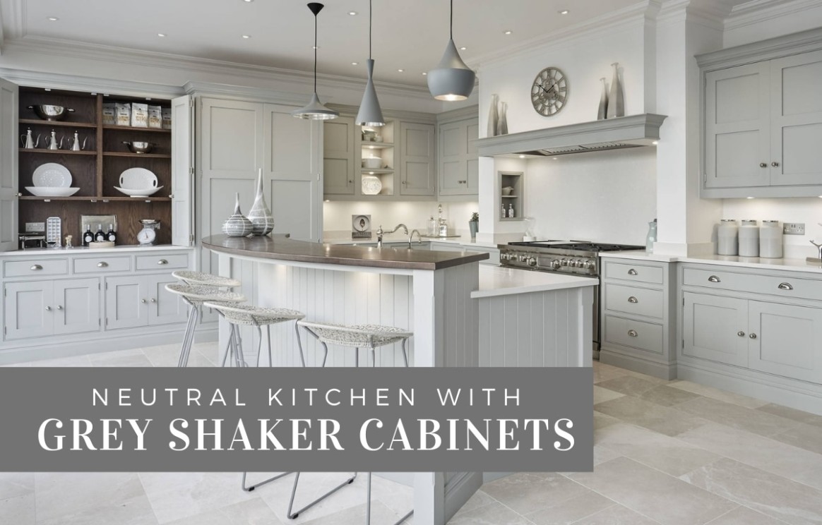 Anything But Neutral Kitchen With Grey Shaker Cabinets - modern grey shaker kitchen