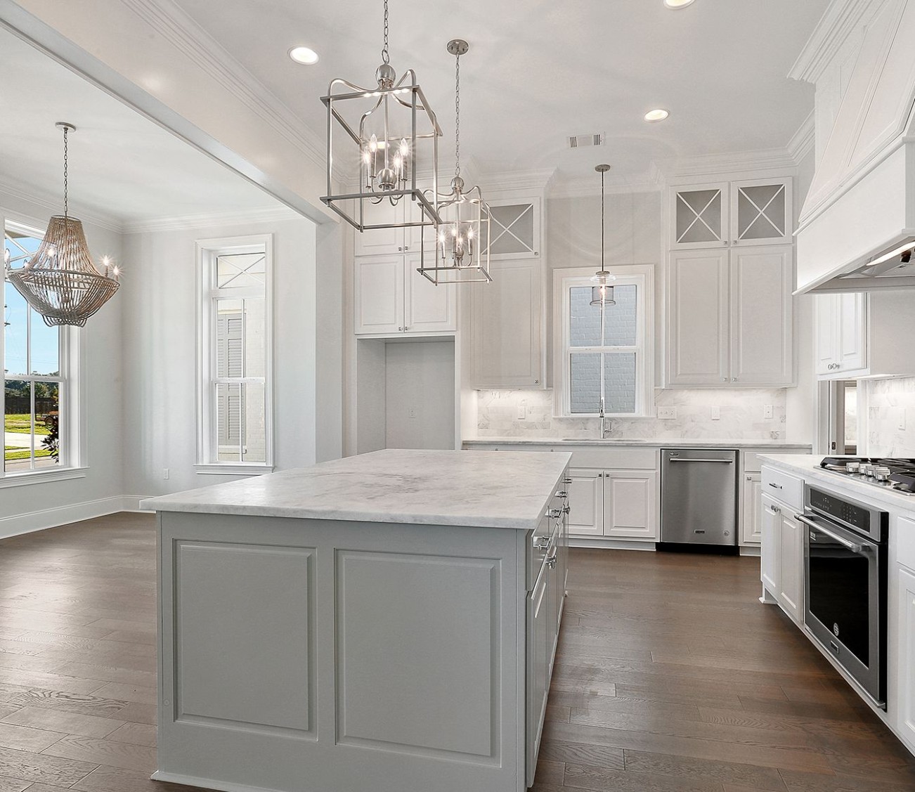 Bardwell Homes - Baton Rouge, LA  Modern kitchen inspiration  - grey kitchen island with white cabinets