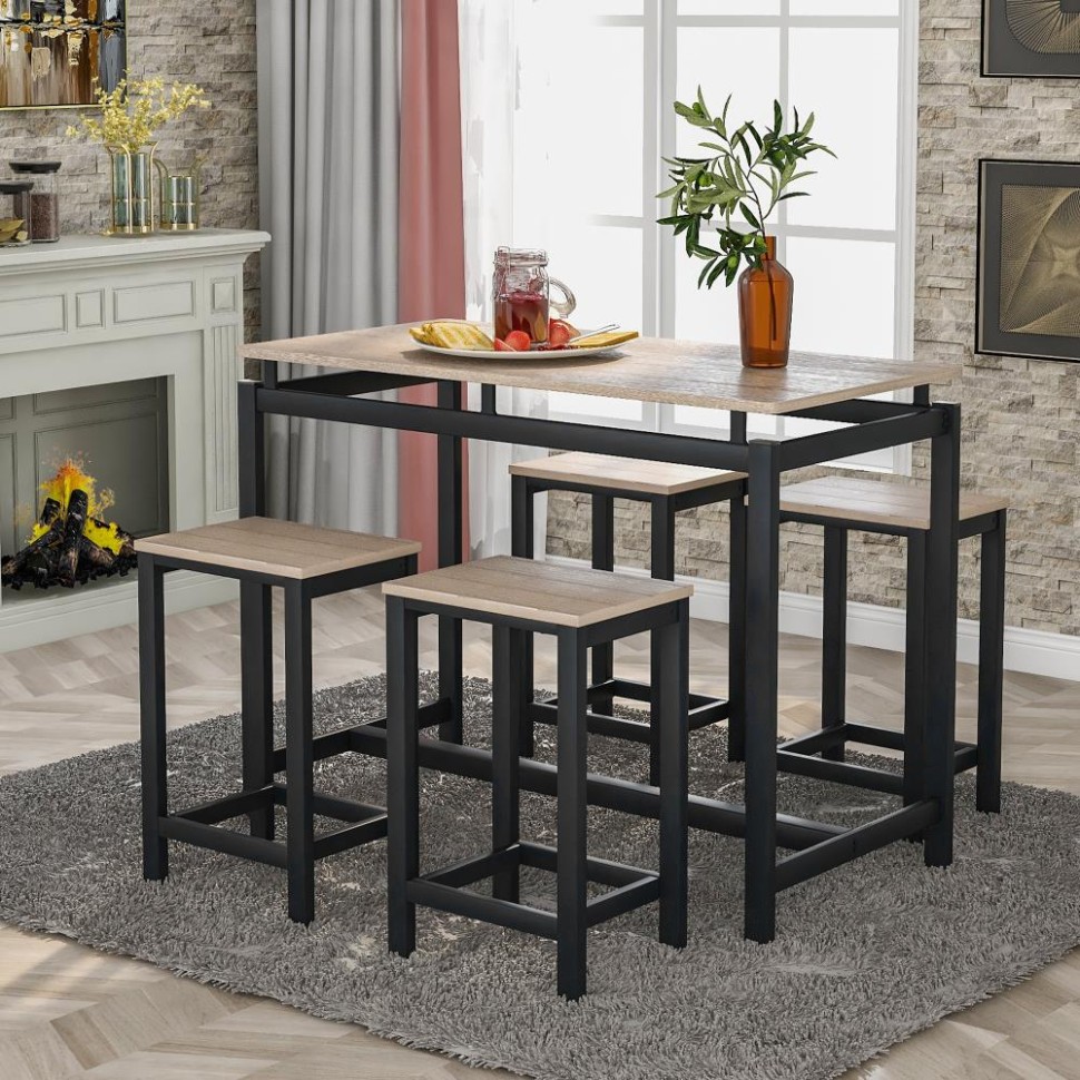 CASAINC Oak Contemporary/Modern Dining Room Set with Rectangular  - modern kitchen counter set