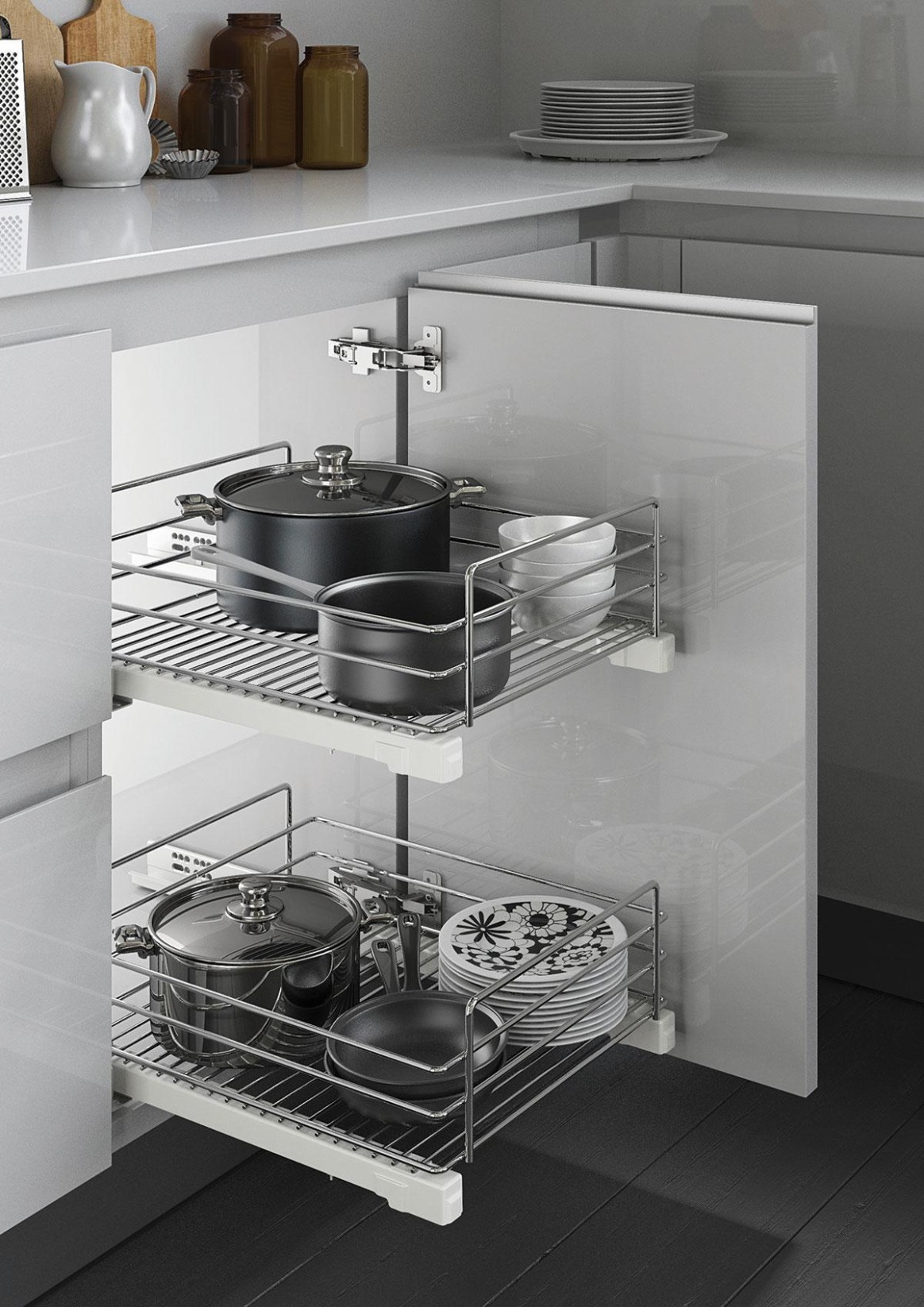 Dynamic pull out basket, 5mm, Kitchen Cabinet Wirework - 400mm kitchen cabinets