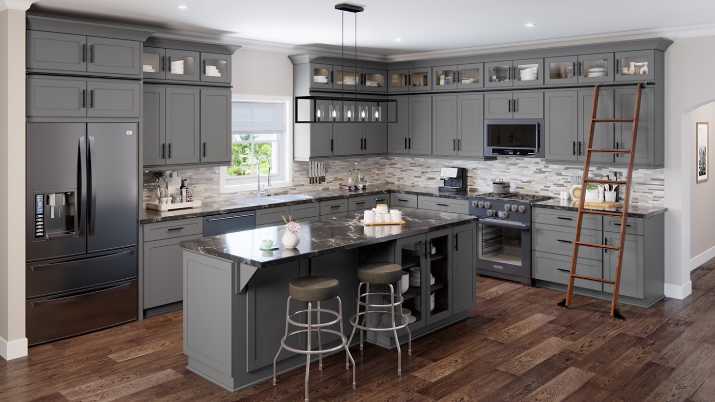 Grey Shaker Cabinets  Shop online at Wholesale Cabinets - grey kitchens cabinets