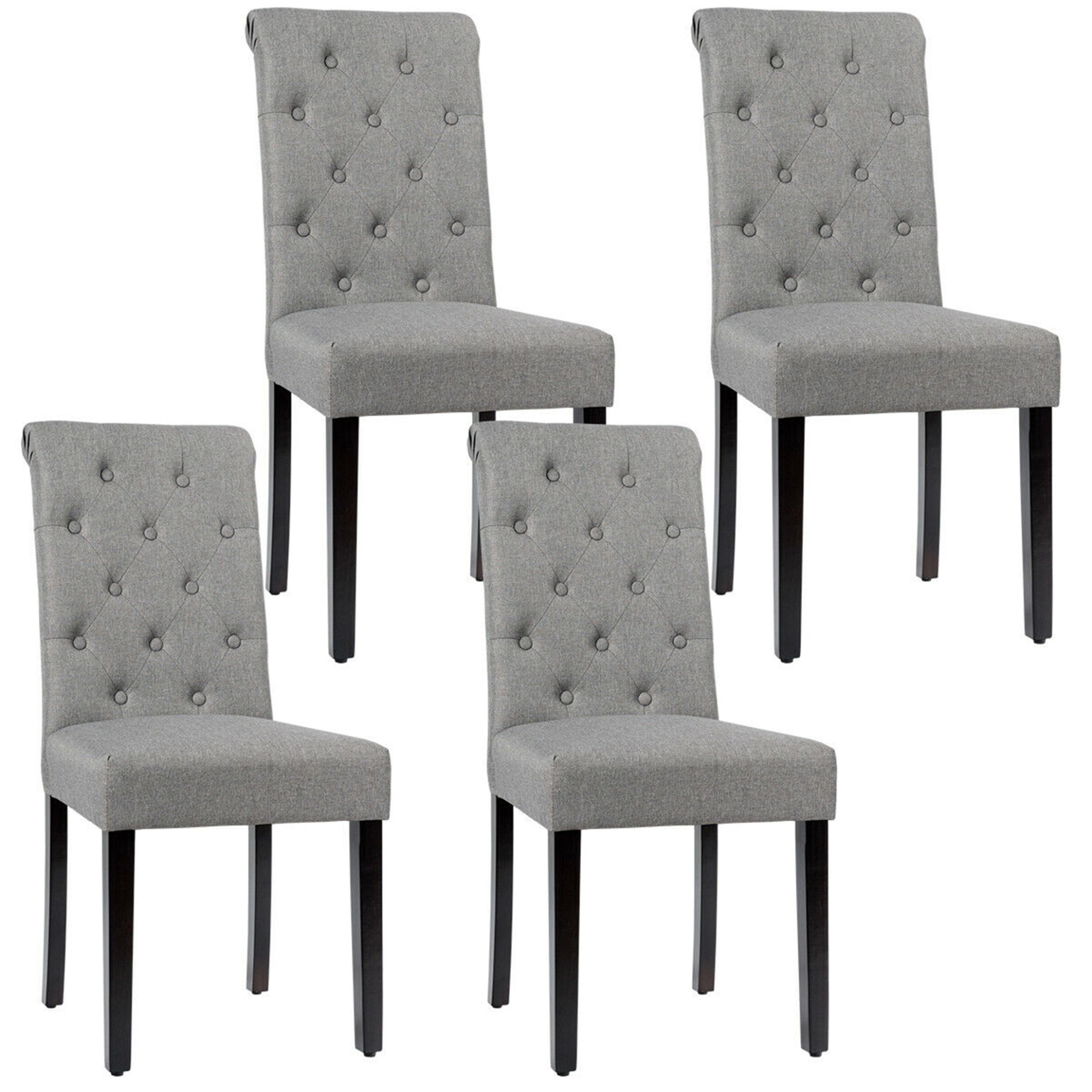 Gymax Dining Chair, Set of 3, Grey - grey kitchen chairs