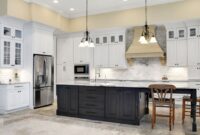 Kitchen with White Cabinets and a Gray Island - Omega