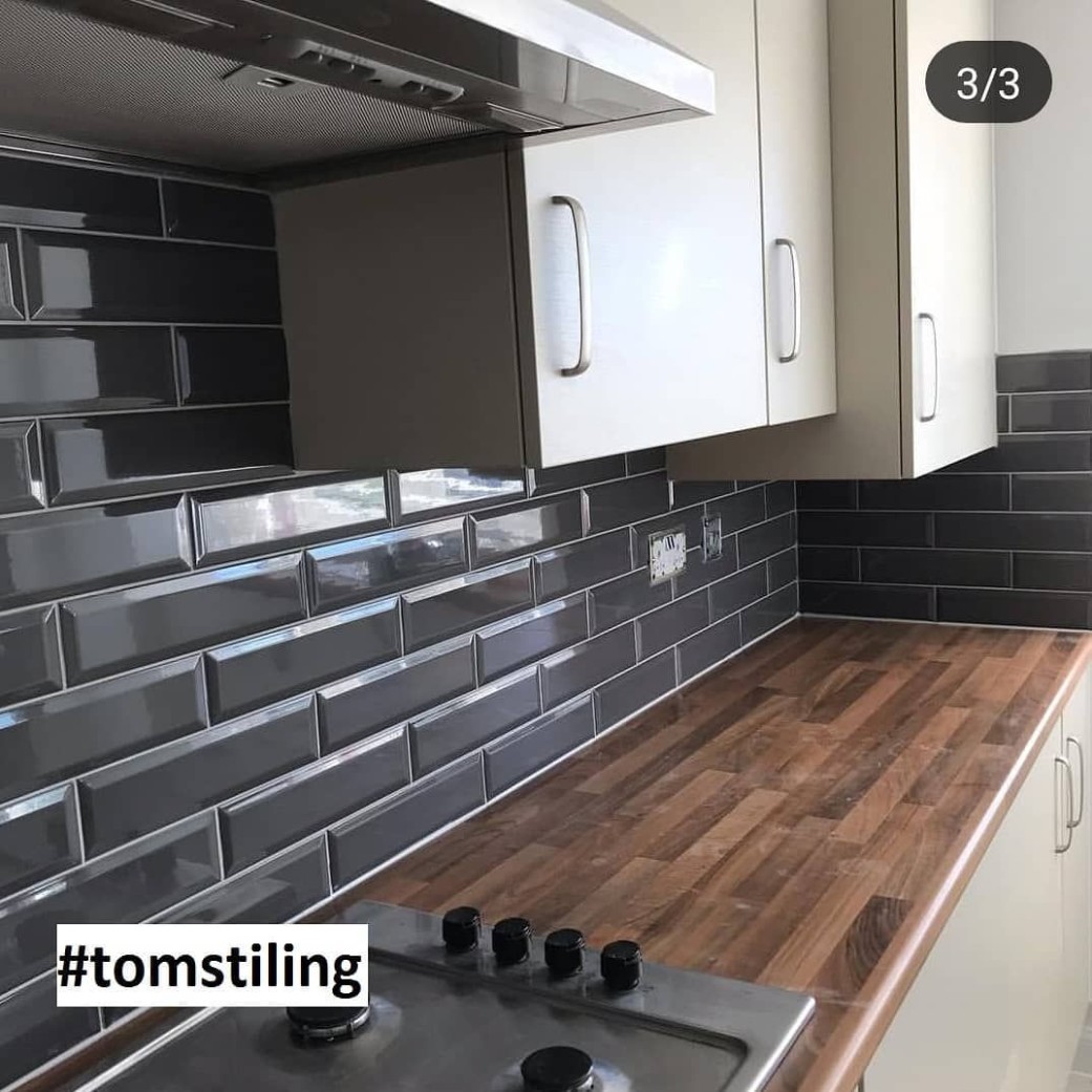 Marylebone Dark Grey  Black and grey kitchen, Kitchen tiles  - grey kitchen tiles