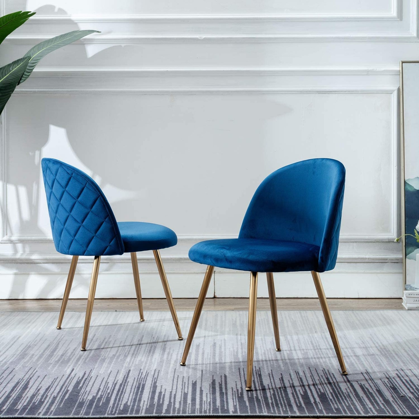 Modern Velvet Dining Chairs, Upholstered Living Room Leisure Chairs, Gold  Accent Chairs for Dining Room/Kitchen/Vanity, Set of 5 - Blue - modern kitchen chairs