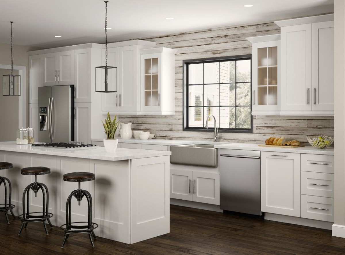 Newport Base Cabinets in Pacific White – Kitchen – The Home Depot - kitchen cabinets from home depot