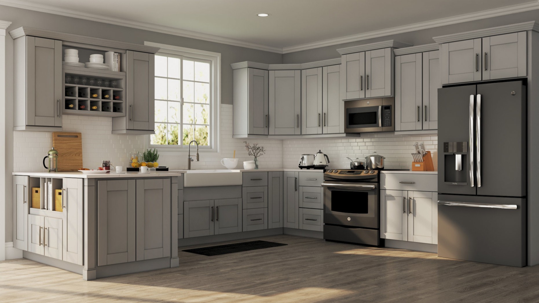 Shaker Wall Cabinets in Dove Gray – Kitchen – The Home Depot - dove grey kitchen cabinets