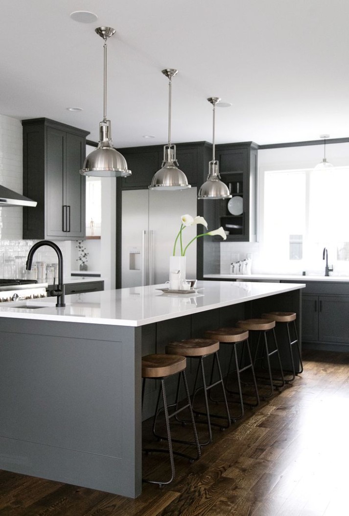 Stylish + Sustainable Kitchen Design at the Cambria Design Summit  - black and grey kitchen