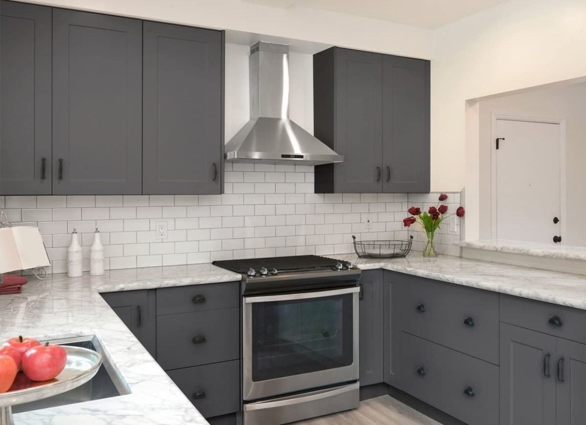 These Gray Kitchen Cabinets Offer a Neutral Twist - Bob Vila - grey cabinets kitchen painted