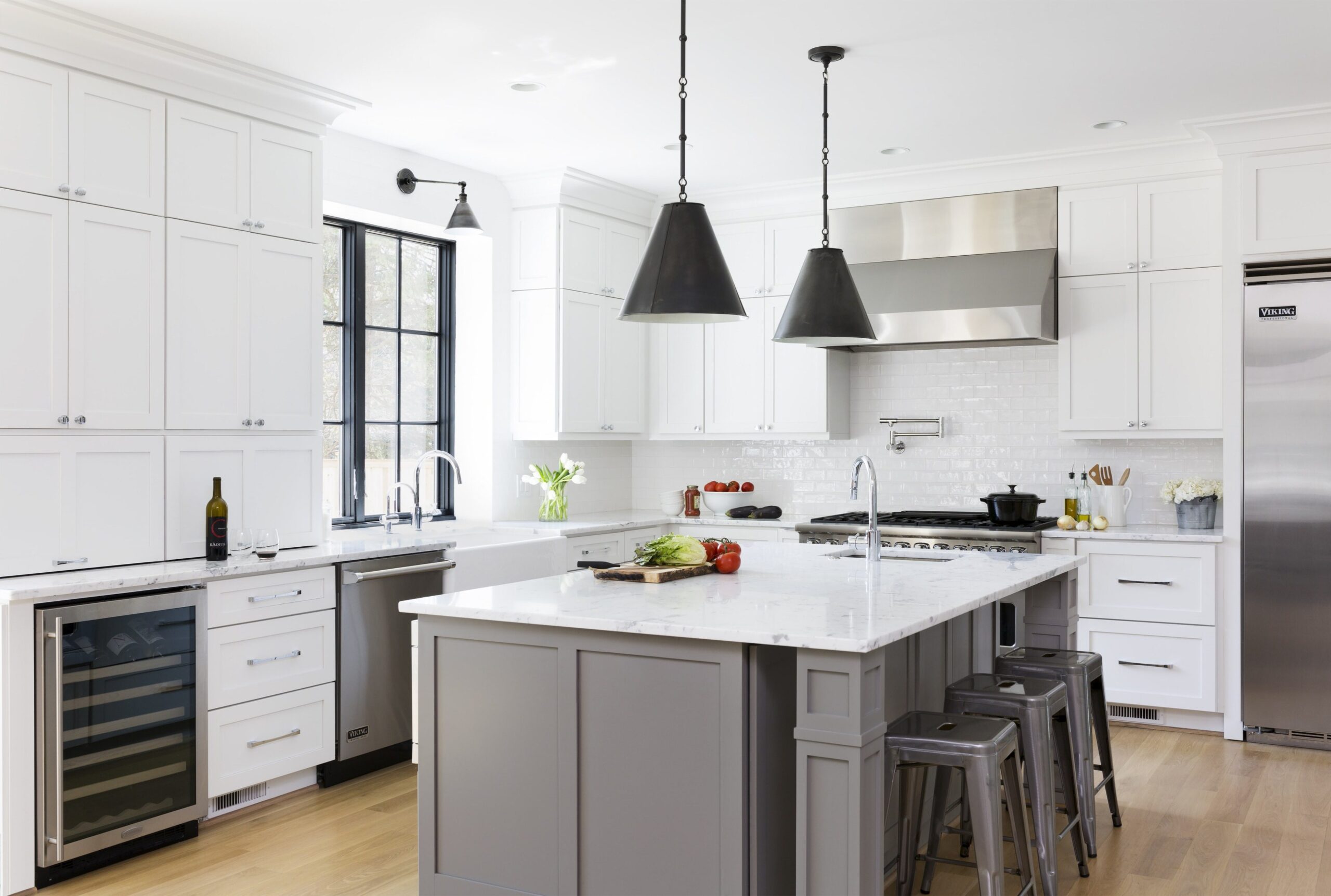 White Cabinets With Grey Island Ideas - Photos & Ideas  Houzz - grey kitchen island with white cabinets