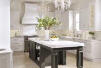 White Kitchen Cabinets with a Dark Grey Island - Omega